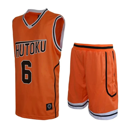 Anime Kuroko's Basketball Cosplay | Uniforme de l'école Shutoku - Ensemble maillot n°6 de Midorima Shintaro. Comprend un t-shirt et un short en tenue de sport. Idéal pour le cosplay, les fans d'anime ou les activités sportives.