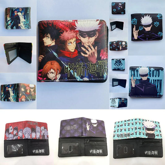 Cartera Jujutsu Kaisen de 11,5x9 cm | La billetera plegable perfecta para los fanáticos, este modelo plegable ofrece compartimentos para tarjetas bancarias, documentos de identidad y monedas. Ideal para uso diario o como accesorio de cosplay. 