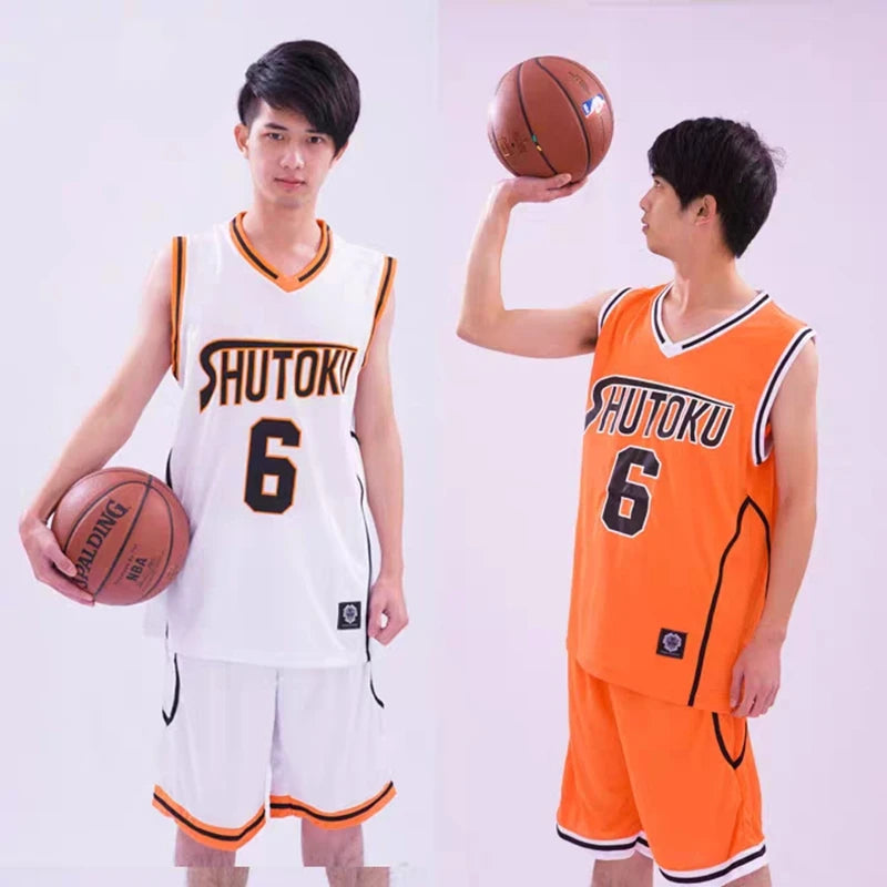 Anime Kuroko's Basketball Cosplay | Uniforme de l'école Shutoku - Ensemble maillot n°6 de Midorima Shintaro. Comprend un t-shirt et un short en tenue de sport. Idéal pour le cosplay, les fans d'anime ou les activités sportives.