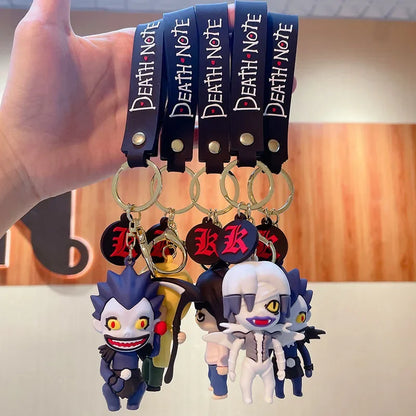 6cm 3D keychain with mini figures of Light, L and Ryuk from Death Note. Ideal for bags or as a gift for anime fans