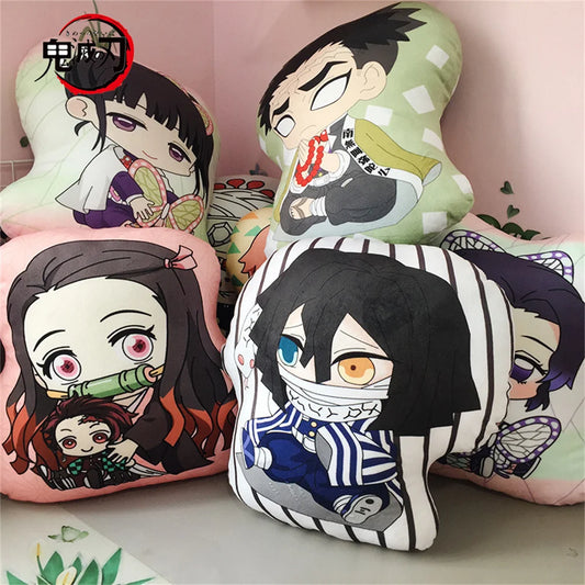 Small plush pillow inspired by Demon Slayer. Perfect for decorating your home. An adorable souvenir and a creative gift for anime fans. 