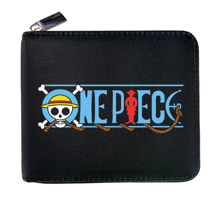 Cartera de cuero con cremallera de una pieza de 12 * 10 cm. Esta billetera de cuero presenta las iniciales de personajes icónicos de One Piece, combinando estilo y funcionalidad. 