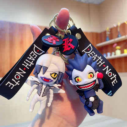 6cm 3D keychain with mini figures of Light, L and Ryuk from Death Note. Ideal for bags or as a gift for anime fans
