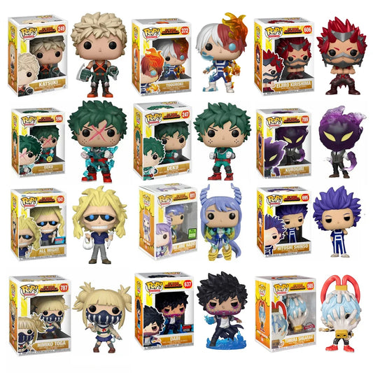 Figuras de vinilo Funko Pop inspiradas en personajes de My Hero Academia. Ideal para fans y coleccionistas o para regalar.