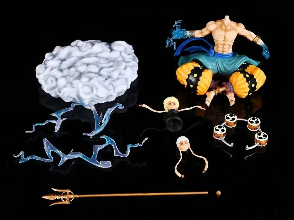 30cm One Piece Figure | Enel with Double Head PVC figure representing Enel, the god of lightning, with two interchangeable expressions. Ideal for One Piece fans, this collectible statue is perfect as a decoration or gift 
