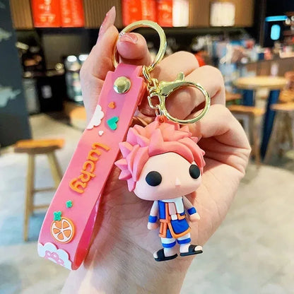 Porte-clés Fairy Tail | Mini-figurine en PVC de Natsu et Lucy avec lanière, idéale comme porte-clés ou pendentif pour sacs. Parfait pour les fans d'anime