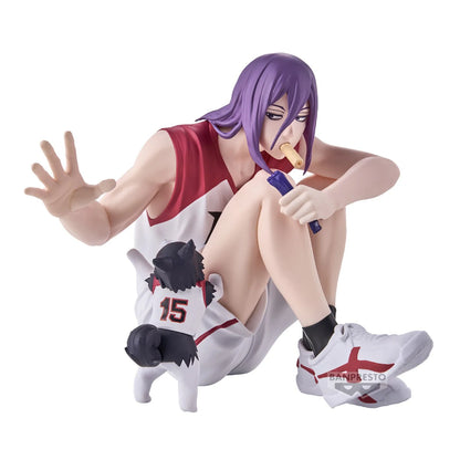 Figuras BANDAI BANPRESTO Kuroko's Basketball ÚLTIMO PARTIDO | Figuras de anime de Kuroko, Kagami, Aomine, Akashi, Murasakibara, Kise y Midorima en pose informal con el cachorro Kuro Junior. Ideal para aficionados y coleccionistas.