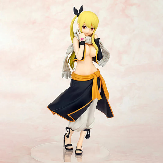 Figura BANDAI Fairy Tail de 22cm | Figura original de Lucy Heartfilia con el traje de Natsu. Modelo de edición limitada con detalles precisos y mano de obra fina, ideal para coleccionistas y fanáticos del anime.