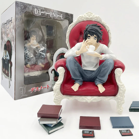 Figura de la nota de muerte de 24 cm | Figura detallada que representa a L Lawliet en una escena icónica de Death Note. Modelo GK de alta calidad, perfecto para coleccionistas y fans del anime. Ideal como decoración o regalo.