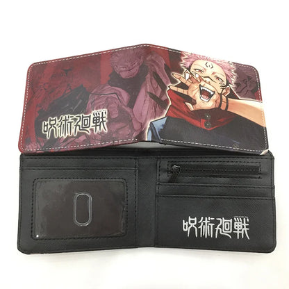 Cartera Jujutsu Kaisen de 11,5x9 cm | La billetera plegable perfecta para los fanáticos, este modelo plegable ofrece compartimentos para tarjetas bancarias, documentos de identidad y monedas. Ideal para uso diario o como accesorio de cosplay. 