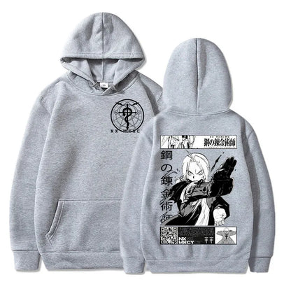 Harajuku inspired oversized hoodie with Fullmetal Alchemist print. This classic, loose and comfortable sweater. Perfect for a casual outfit or a trendy streetwear look.