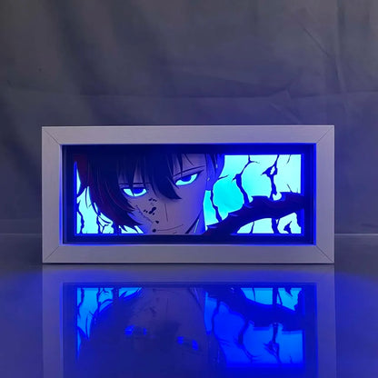 Caja de luz LED de nivelación individual | Caja de luz con recorte de papel de Sung Jin-Woo de Solo Leveling. Ideal como decoración, juguete o regalo para niños y fanáticos del anime.