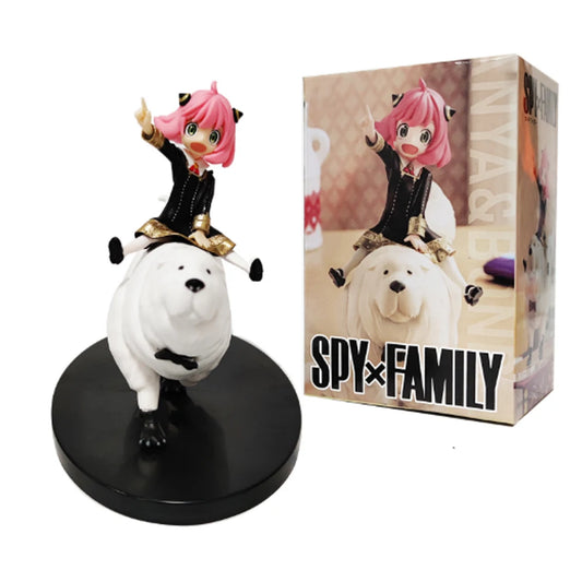 Figura ESPÍA×FAMILIAR de 14cm | Figurilla que representa a Anya Forger y su perro Bond en postura de montaje. Perfecta para los fanáticos de Spy x Family, esta figura detallada es ideal para colecciones y como regalo para los fanáticos del anime. 