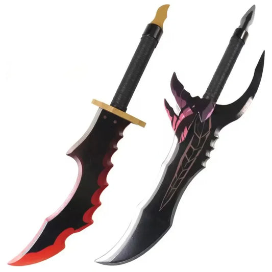 52cm/58cm Solo Leveling Daggers | Steel models with wooden guard inspired by the Raska and Knight Killer daggers from Solo Leveling. Ideal for cosplay, decoration or as a collector's item