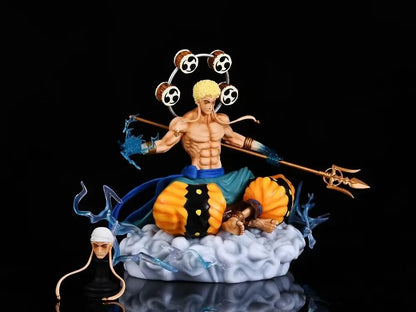 30cm One Piece Figure | Enel with Double Head PVC figure representing Enel, the god of lightning, with two interchangeable expressions. Ideal for One Piece fans, this collectible statue is perfect as a decoration or gift 