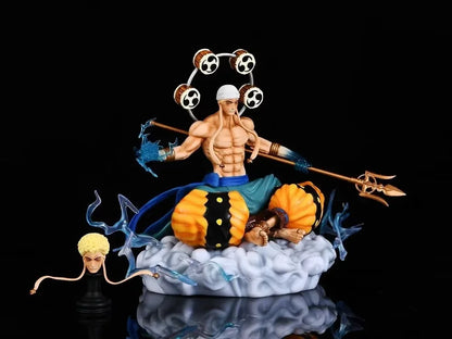 30cm One Piece Figure | Enel with Double Head PVC figure representing Enel, the god of lightning, with two interchangeable expressions. Ideal for One Piece fans, this collectible statue is perfect as a decoration or gift 