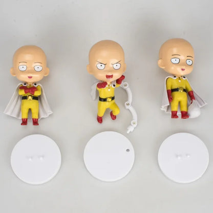 Figura One Punch Man de 10 cm | Figuras que representan a Saitama en 3 poses diferentes. Ideal para coleccionistas y fanáticos de One Punch Man. Perfecto como decoración o regalo.