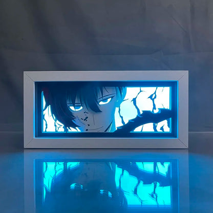 Caja de luz LED de nivelación individual | Caja de luz con recorte de papel de Sung Jin-Woo de Solo Leveling. Ideal como decoración, juguete o regalo para niños y fanáticos del anime.