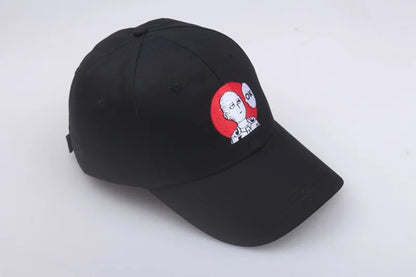 Gorra bordada de Saitama de One Punch Man. Un accesorio ajustable y unisex, perfecto para los fans del anime. Ideal para actividades al aire libre o como accesorio de moda informal.