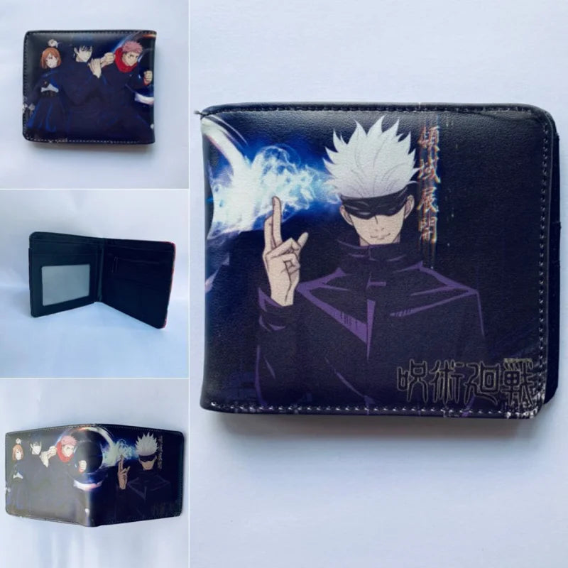 Cartera Jujutsu Kaisen de 11,5x9 cm | La billetera plegable perfecta para los fanáticos, este modelo plegable ofrece compartimentos para tarjetas bancarias, documentos de identidad y monedas. Ideal para uso diario o como accesorio de cosplay. 