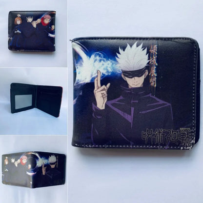 Cartera Jujutsu Kaisen de 11,5x9 cm | La billetera plegable perfecta para los fanáticos, este modelo plegable ofrece compartimentos para tarjetas bancarias, documentos de identidad y monedas. Ideal para uso diario o como accesorio de cosplay. 