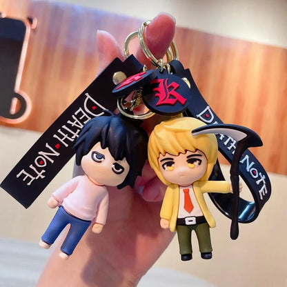 6cm 3D keychain with mini figures of Light, L and Ryuk from Death Note. Ideal for bags or as a gift for anime fans