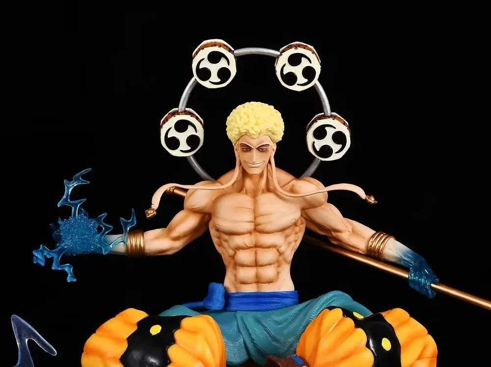 30cm One Piece Figure | Enel with Double Head PVC figure representing Enel, the god of lightning, with two interchangeable expressions. Ideal for One Piece fans, this collectible statue is perfect as a decoration or gift 
