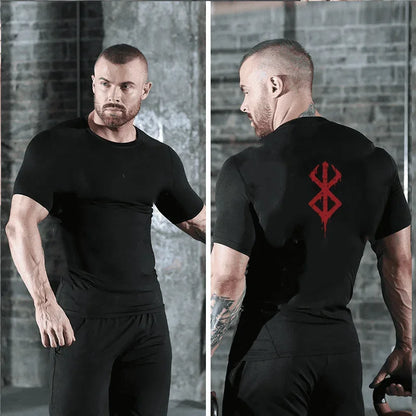 Camiseta de compresión Berserk para hombre | Camiseta con estampado 3D del símbolo Berserk, transpirable y de secado rápido, perfecta para deportes y fitness