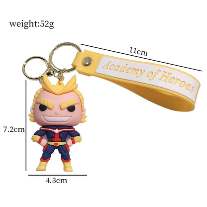 Añade un poco de estilo a tus accesorios con estos llaveros de silicona My Hero Academia. Son perfectos para personalizar tu mochila, llavero o coche. ¡Un regalo ideal para los fanáticos del anime!