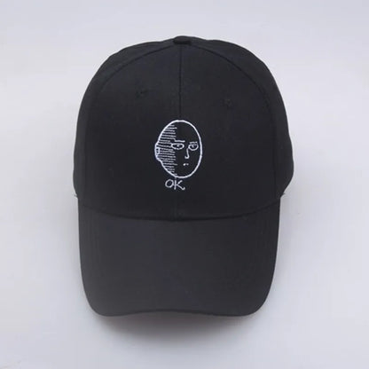 Gorra bordada de Saitama de One Punch Man. Un accesorio ajustable y unisex, perfecto para los fans del anime. Ideal para actividades al aire libre o como accesorio de moda informal.