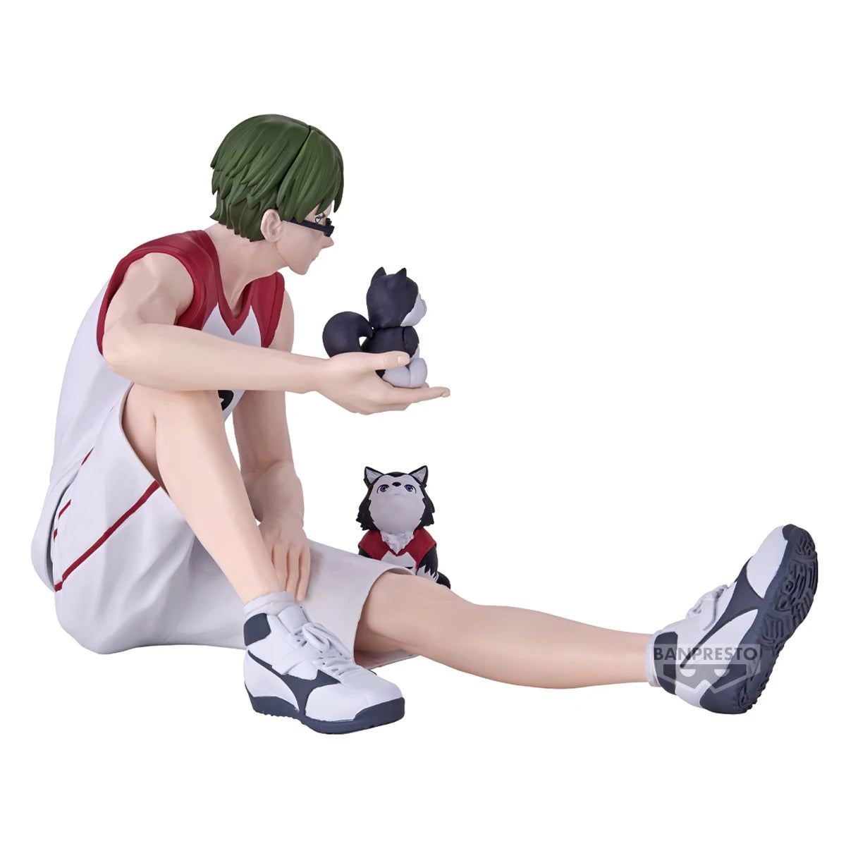 Figuras BANDAI BANPRESTO Kuroko's Basketball ÚLTIMO PARTIDO | Figuras de anime de Kuroko, Kagami, Aomine, Akashi, Murasakibara, Kise y Midorima en pose informal con el cachorro Kuro Junior. Ideal para aficionados y coleccionistas.