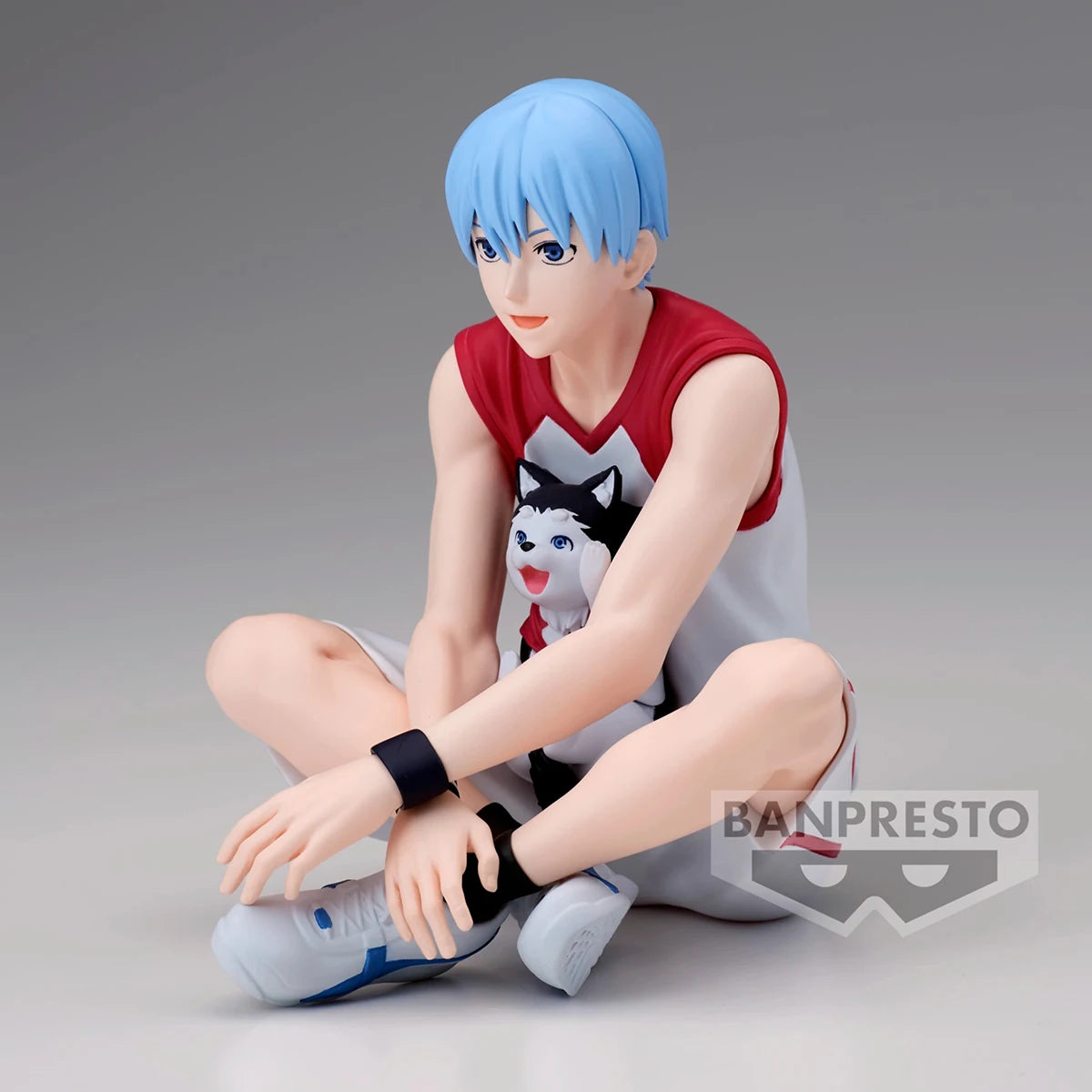 Figuras BANDAI BANPRESTO Kuroko's Basketball ÚLTIMO PARTIDO | Figuras de anime de Kuroko, Kagami, Aomine, Akashi, Murasakibara, Kise y Midorima en pose informal con el cachorro Kuro Junior. Ideal para aficionados y coleccionistas.