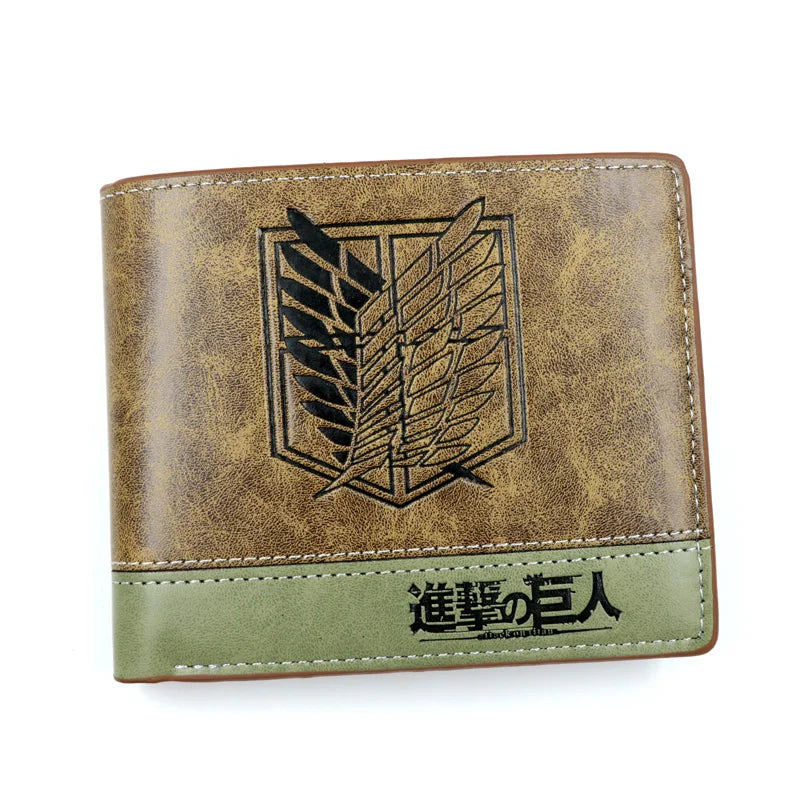 12*10cm | Cartera de piel Attack on Titan de alta calidad, con el icónico logo de la serie. Un accesorio elegante y funcional para los fanáticos del anime. 