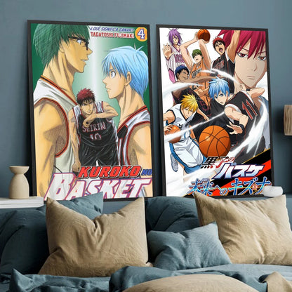 Posters Anime Kuroko No Basket | Stickers en papier blanc adhésif, parfaits pour décorer chambres, cafés ou bars avec un style kawaii. Idéal pour les fans d'anime