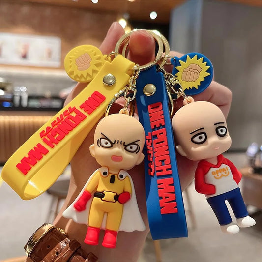 Llavero One Punch Man de 6 cm | Mini figura de Saitama de PVC con cordón, ideal como llavero o colgante de bolso. Perfecto para los fanáticos del anime