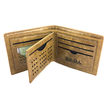 12*10cm | Cartera de piel Attack on Titan de alta calidad, con el icónico logo de la serie. Un accesorio elegante y funcional para los fanáticos del anime. 
