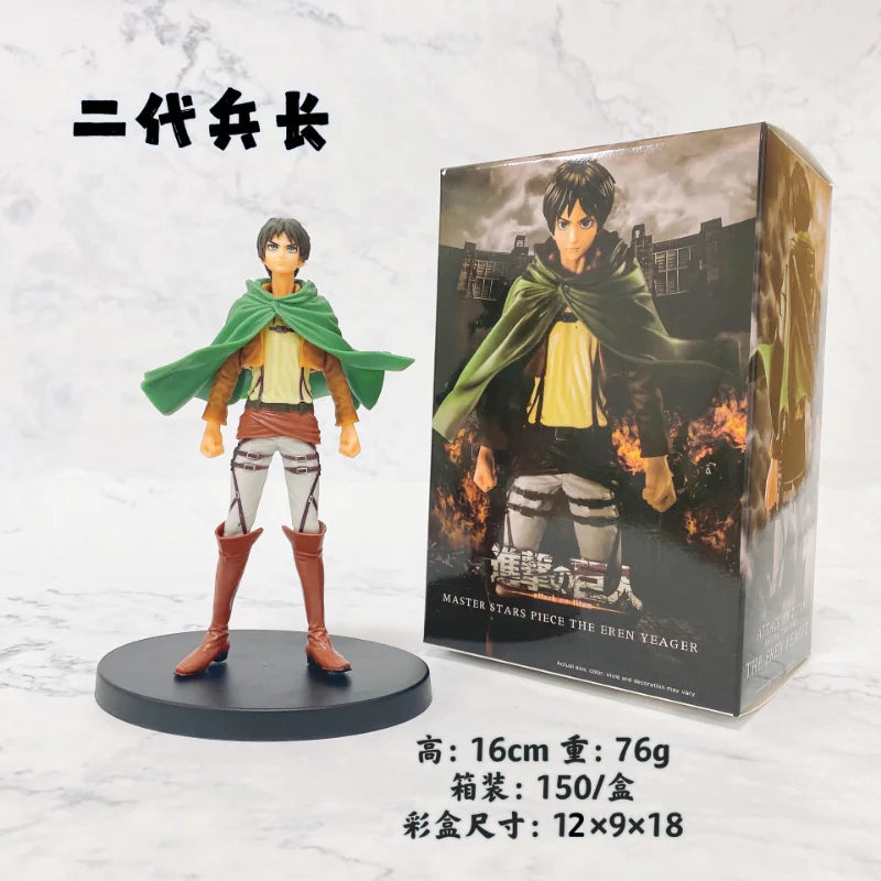 Figuras de Ataque a los Titanes de 16 cm | Figuras coleccionables que representan a Eren, Mikasa y Levi de Attack on Titan. Ideales para fanáticos y coleccionistas, estos modelos detallados traen el mundo del anime a tu espacio. 