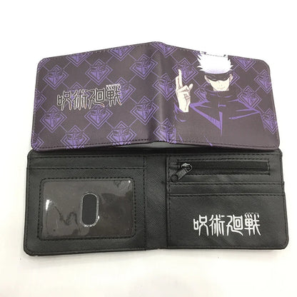 Cartera Jujutsu Kaisen de 11,5x9 cm | La billetera plegable perfecta para los fanáticos, este modelo plegable ofrece compartimentos para tarjetas bancarias, documentos de identidad y monedas. Ideal para uso diario o como accesorio de cosplay. 