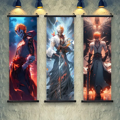 BLEACH Decorative Poster | Decorate your space with this wall poster featuring Kurosaki Ichigo. Ideal for fans, this canvas scroll adds an artistic touch to any interior