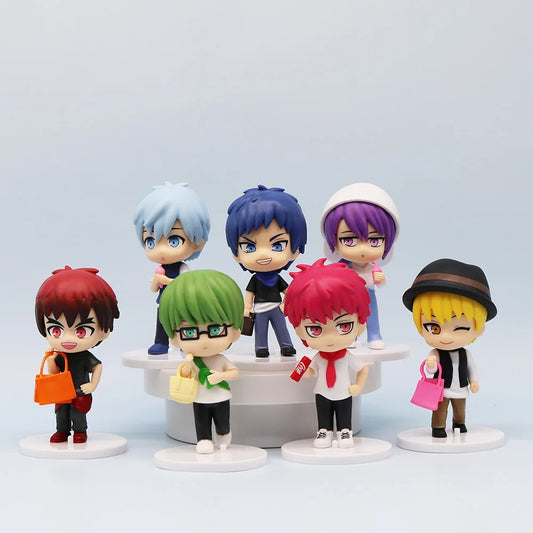 Set de 7 figurines Kuroko's Basketball | Figurines Q Version des personnages avec cheveux colorés. Idéal pour décoration d'anime, collection ou cadeau pour les fans