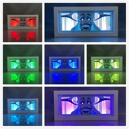 Solo Leveling LED Lightbox | Boîte lumineuse avec découpe en papier représentant le Monarch de Solo Leveling. Idéal comme décoration, jouet ou cadeau pour enfants et fans d'anime