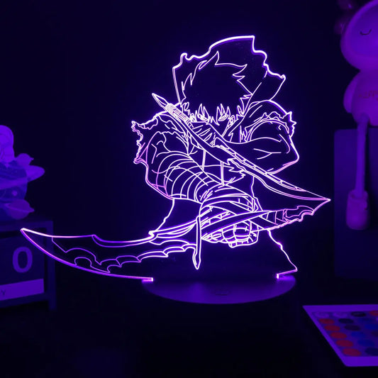3D LED Bedside Lamp with Chainsaw Man Acrylic Figure. Touch Function, Colorful LED. Perfect for decorating a room with an original 3D light