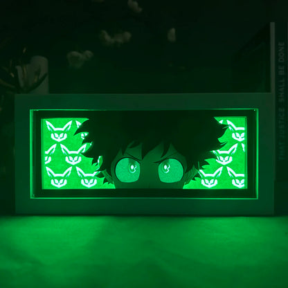 MY HERO ACADEMIA Marco de luz LED 3D que representa a Izuku Midoriya, recorte de papel, perfecto para decoración de habitaciones o como regalo de cumpleaños para fanáticos del anime