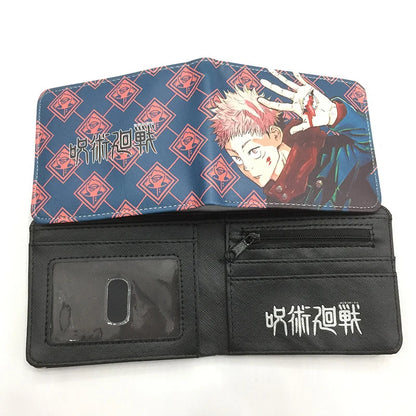 Cartera Jujutsu Kaisen de 11,5x9 cm | La billetera plegable perfecta para los fanáticos, este modelo plegable ofrece compartimentos para tarjetas bancarias, documentos de identidad y monedas. Ideal para uso diario o como accesorio de cosplay. 