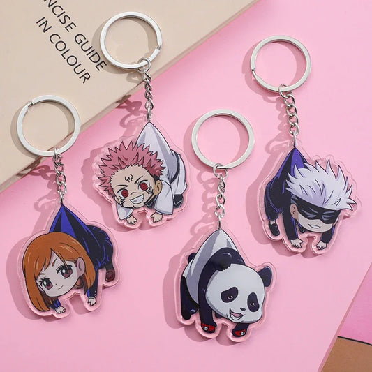 Cartoon Anime Lilo and Stitch Pendant Keychains Holder Car Key Chain Key Ring Mobile Phone Bag Hanging Jewelry Jujutsu Kaisen