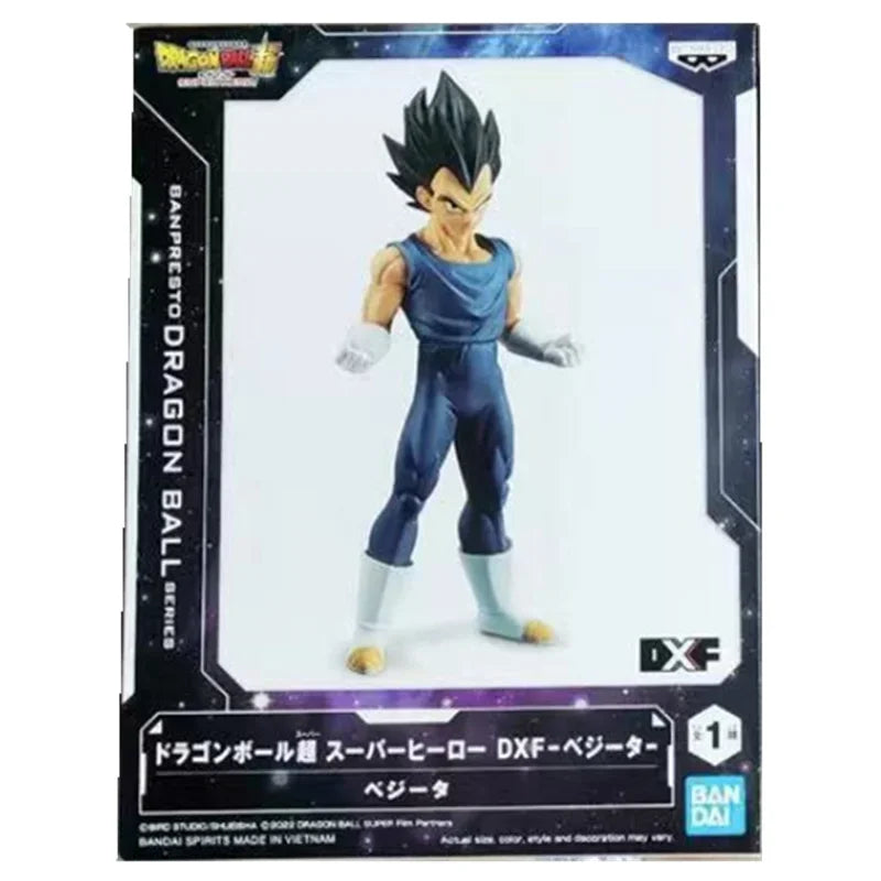 11cm Figurine Dragon Ball Super | Figurine officielle Banpresto DXF de Goku et Vegeta dans la version théâtrale de Dragon Ball Super: Super Hero. Modèle détaillé en PVC, parfait pour les collectionneurs et fans de l’anime
