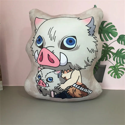 Small plush pillow inspired by Demon Slayer. Perfect for decorating your home. An adorable souvenir and a creative gift for anime fans. 
