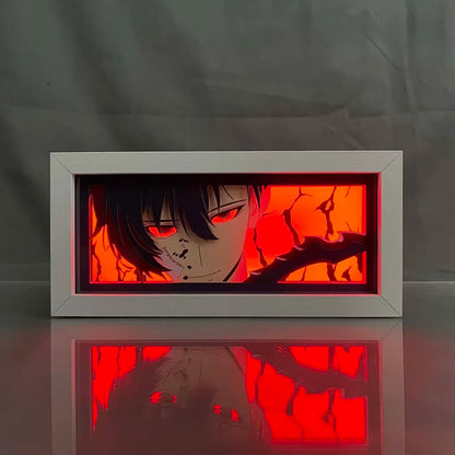 Caja de luz LED de nivelación individual | Caja de luz con recorte de papel de Sung Jin-Woo de Solo Leveling. Ideal como decoración, juguete o regalo para niños y fanáticos del anime.