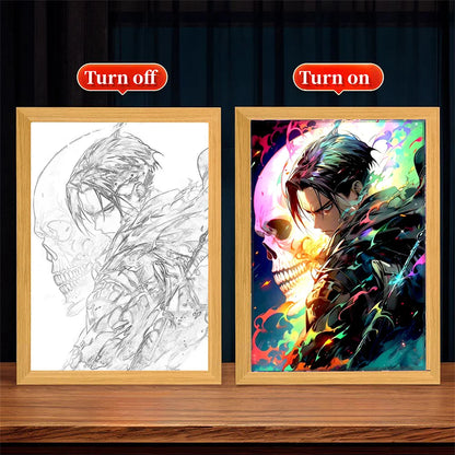 Marco de luz LED USB 23X17cm Ataque a los Titanes | Añade un toque de ambiente a tu habitación con este marco de luz LED Attack on Titan. Perfecto para los fans, este arte mural crea una atmósfera inmersiva y es un regalo ideal. 