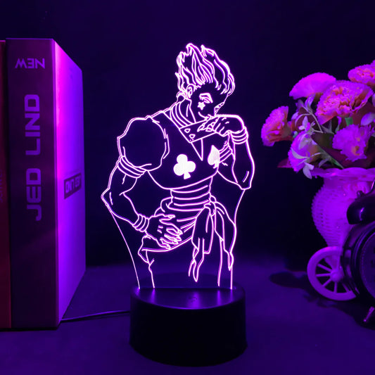 Lampe de chevet 3D LED avec figurine en acrylique Hunter x Hunter. Fonction tactile, LED colorée. Parfait pour décorer une chambre avec une lumière 3D originale